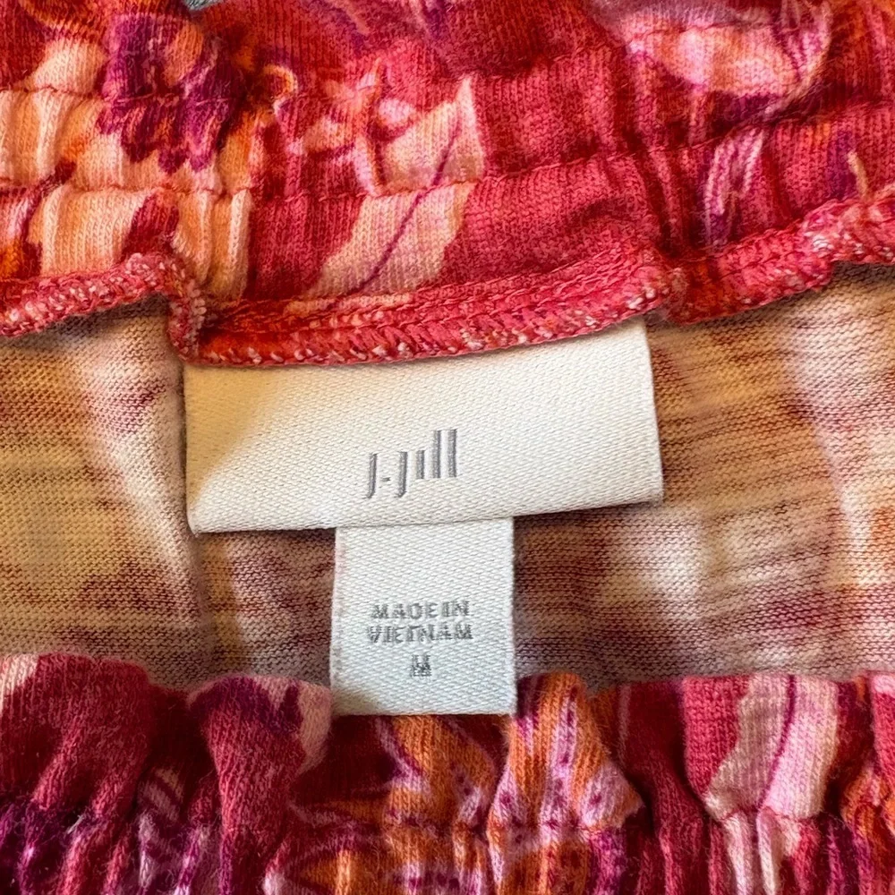 J. Jill Floral Boho Blouse Pink & Red Lightweight Casual Top Sz M - Picture 2 of 12